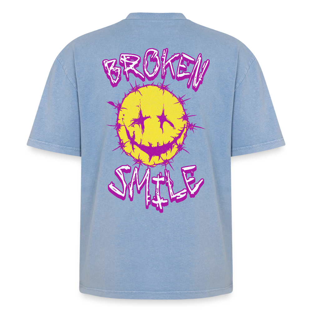 Oversized Unisex Premium Acid-Washed T-Shirt - Blau Acid Wash