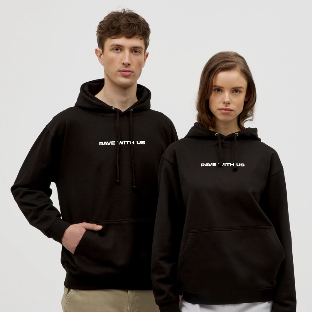 RAVE WITH US - Basic Hoodie - Schwarz