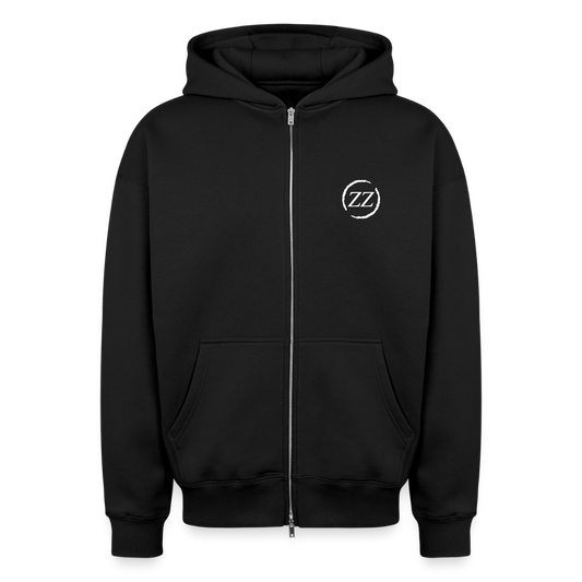 Oversized Heavyweight Unisex Zip Hoodie - Schwarz