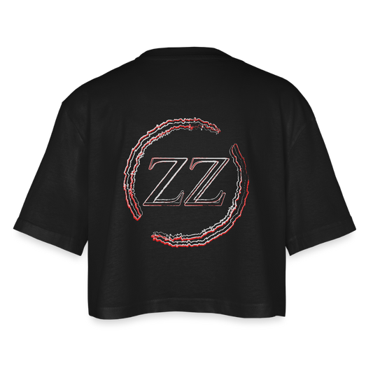 RAVE WITH US - Oversized Basic Cropped Tee - Schwarz