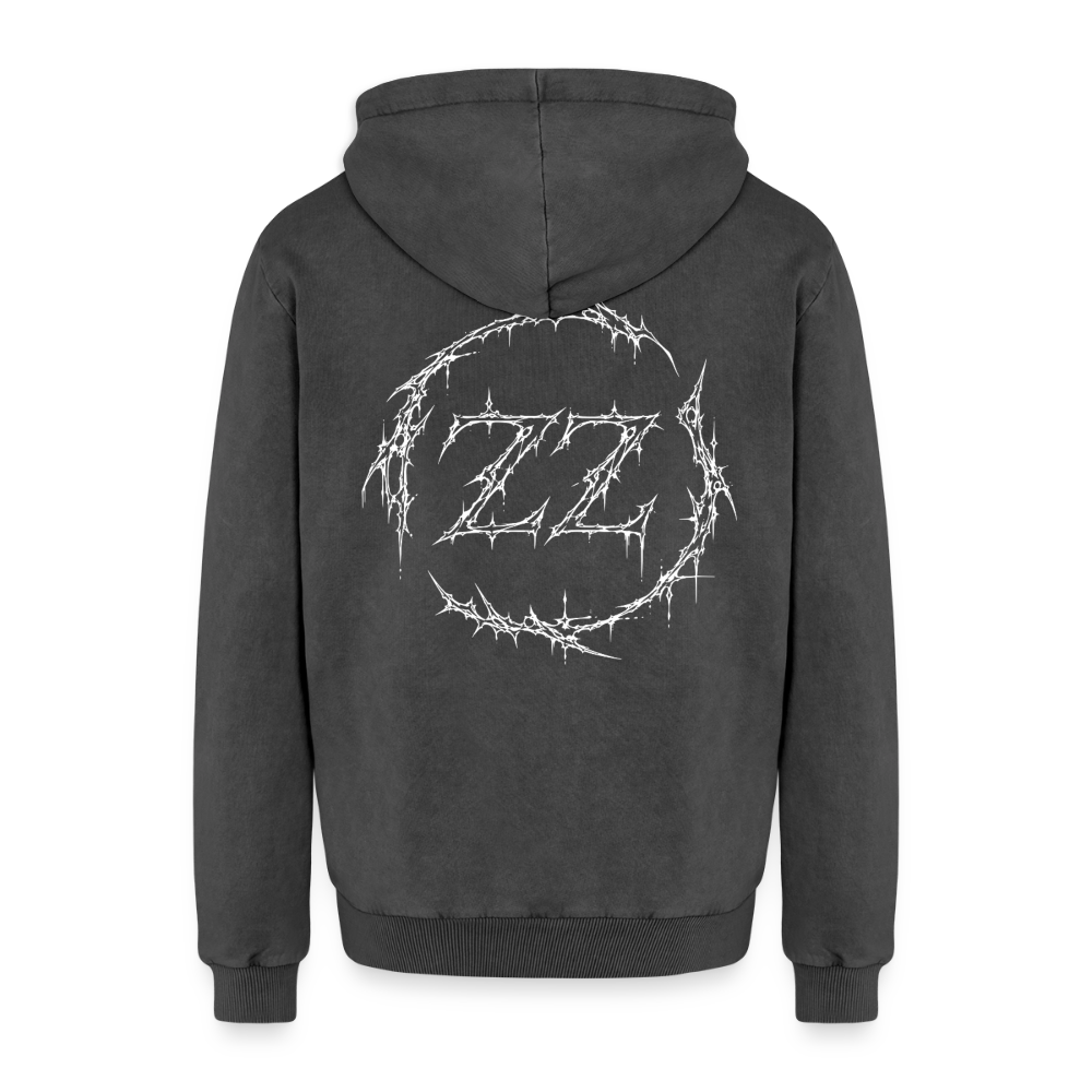 Relaxed Unisex Premium Acid-Washed Hoodie - Schwarz Acid Wash