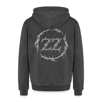 Relaxed Unisex Premium Acid-Washed Hoodie - Schwarz Acid Wash