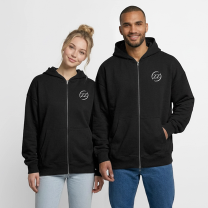 versized Heavyweight Unisex Zip Hoodie - Schwarz