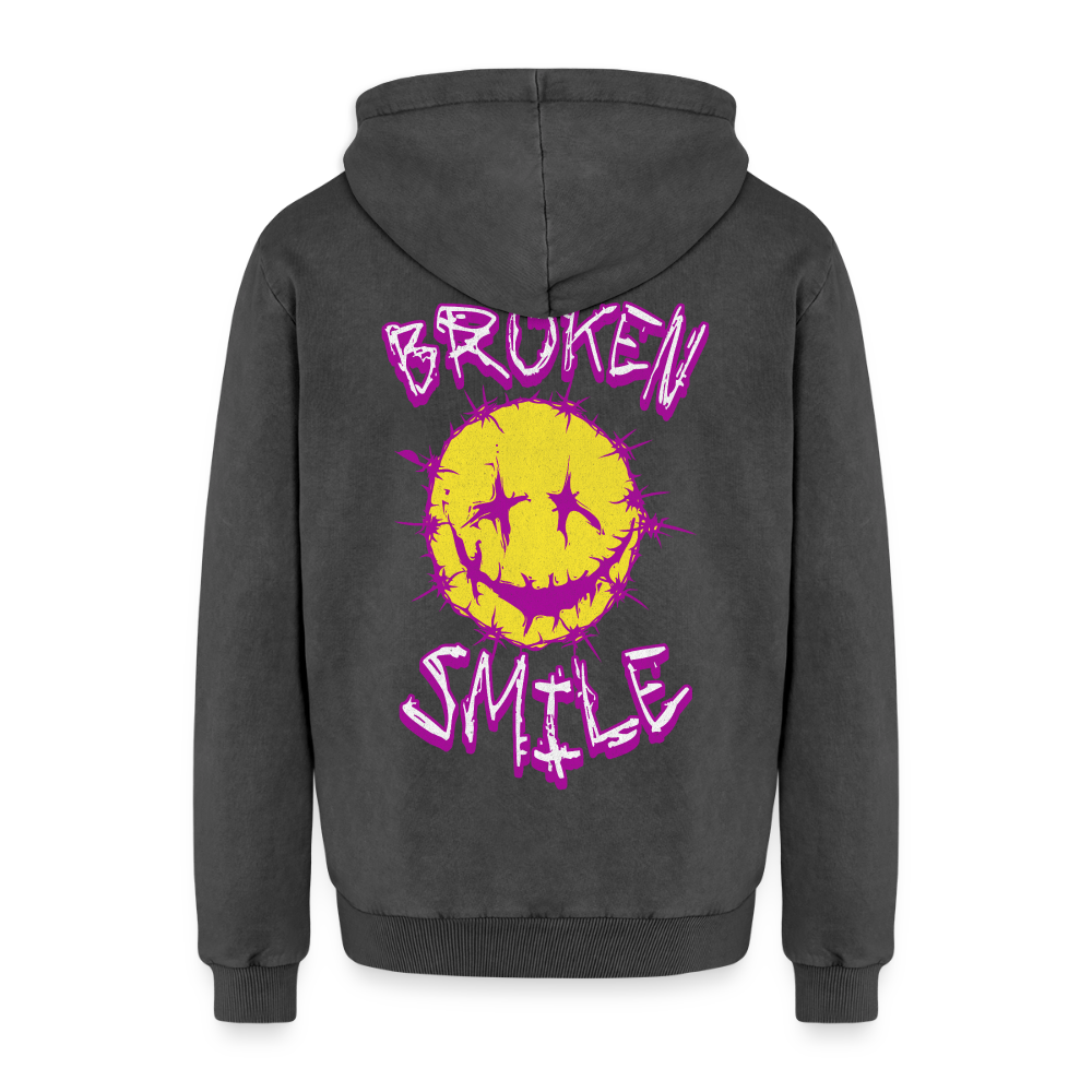 Relaxed Unisex Acid-Washed Hoodie - Schwarz Acid Wash