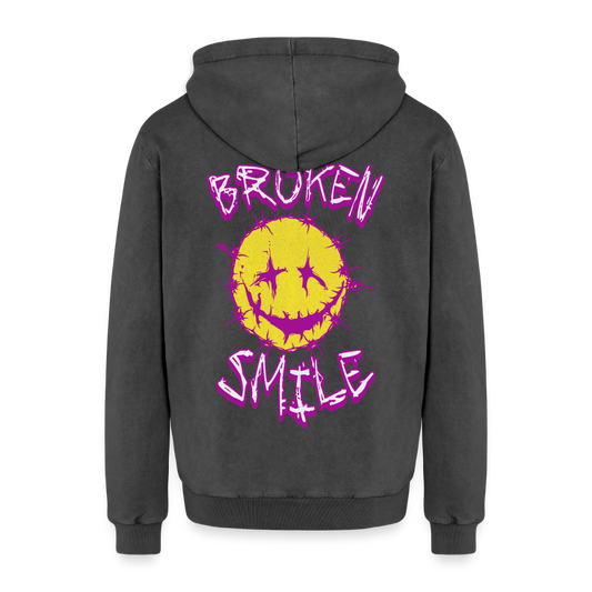 Relaxed Unisex Acid-Washed Hoodie - Schwarz Acid Wash