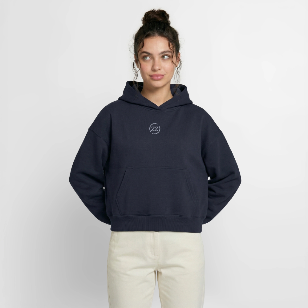ZZ COLLECTIVE – Cropped Oversized Hoodie - Navy